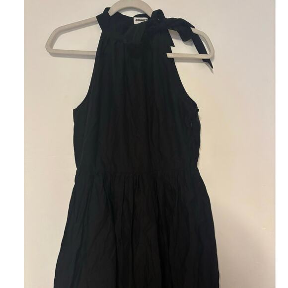 NWT J.Crew Tie Neck Midi Dress With Eyelet Dress Black Size 10 - Picture 5 of 10